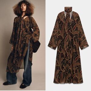 NWT Zara Black and Red Paisley Dress